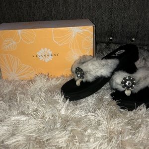 Fur sandals yellow box size 7.5